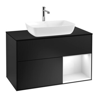 V&B Meuble sous lavabo Finion 100, Pl b m, Reg glo wh. Lac, bla m Lac
