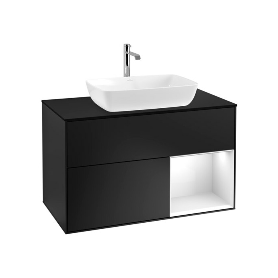 V&B Meuble sous lavabo Finion 100, Pl b m, Reg glo wh. Lac, bla m Lac