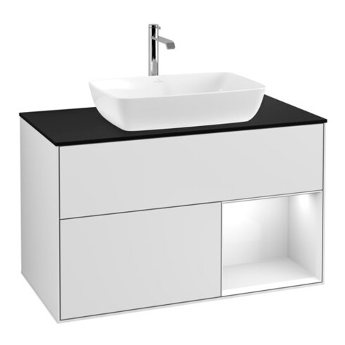 V&B Meuble sous lavabo Finion 100, Pl b m, Rég glo wh. Lac, wh. m Lac