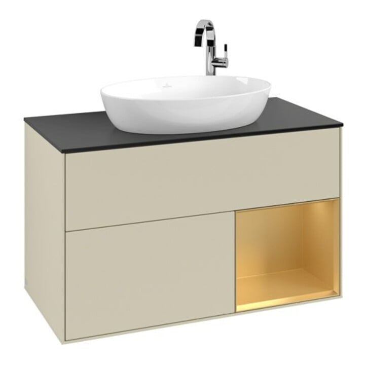 V&B Meuble sous lavabo Finion 100, Pl b m, Reg gol m Lac, si Gr m Lac