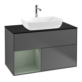 V&B Meuble sous lavabo Finion 100, Pl b m, Rég Oli. m Lac, Anthrac. m