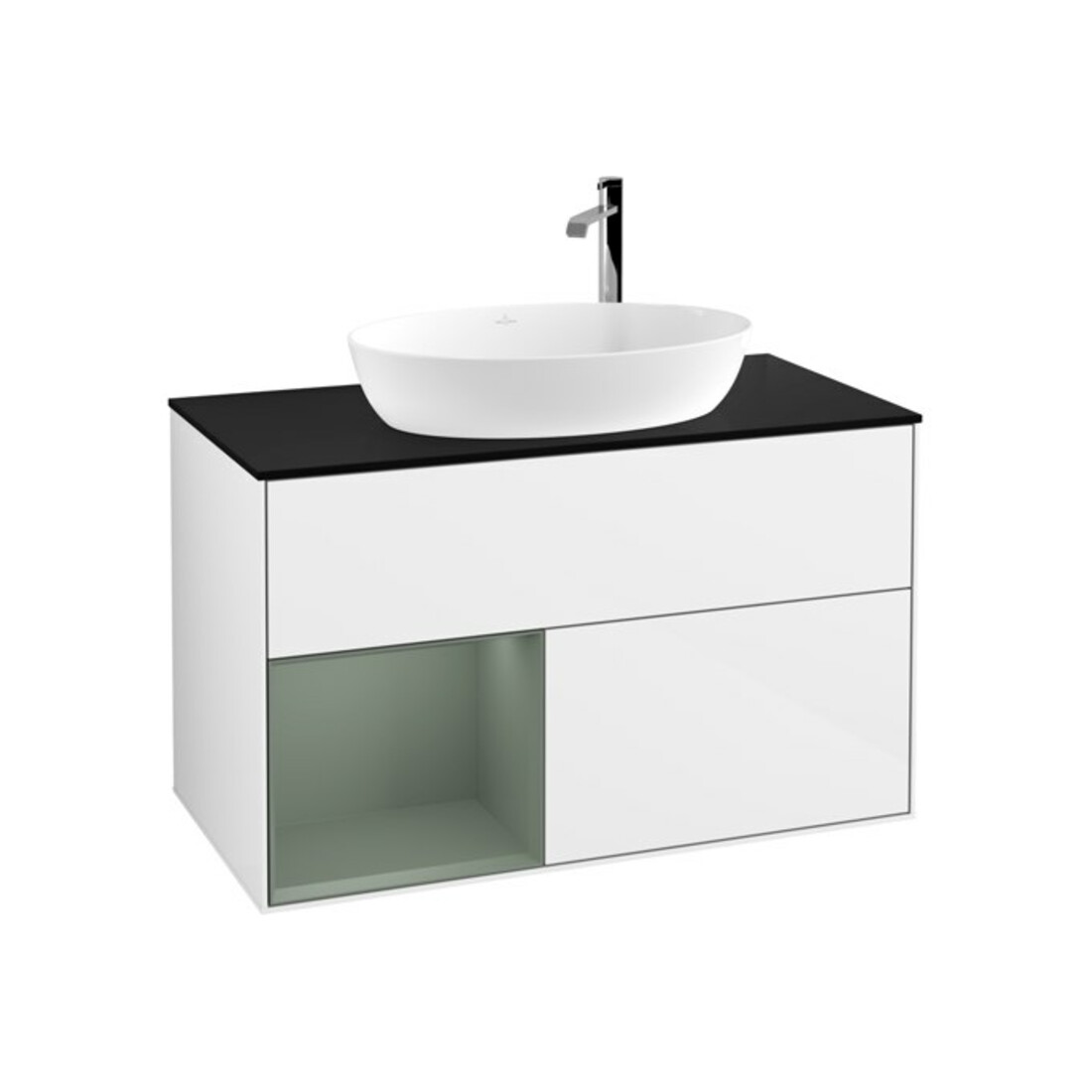 V&B Meuble sous lavabo Finion 100, Pl b m, Reg Oli. m Lac, blanc brillant Lac