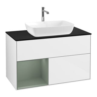 V&B Meuble sous lavabo Finion 100, Pl b m, Rég Oli. m Lac, blanc brillant Lac