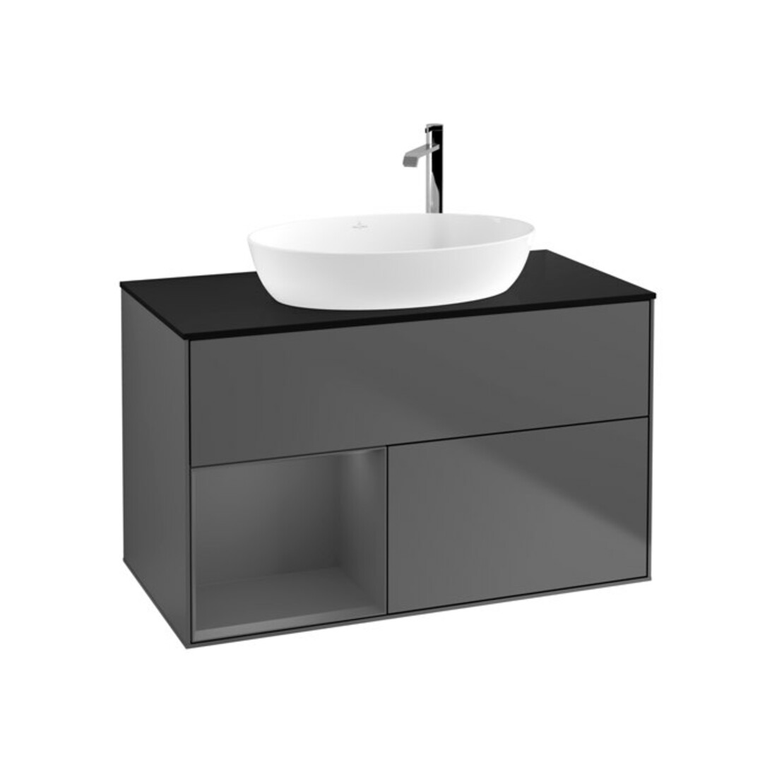 V&B Meuble sous lavabo Finion 100, Pl b m, Rg A m Lac, Anthrac. m
