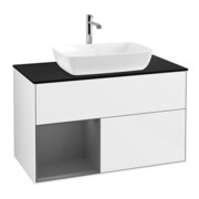 V&B Meuble sous lavabo Finion 100, Pl b m, Rg A m Lac, blanc brillant Lac