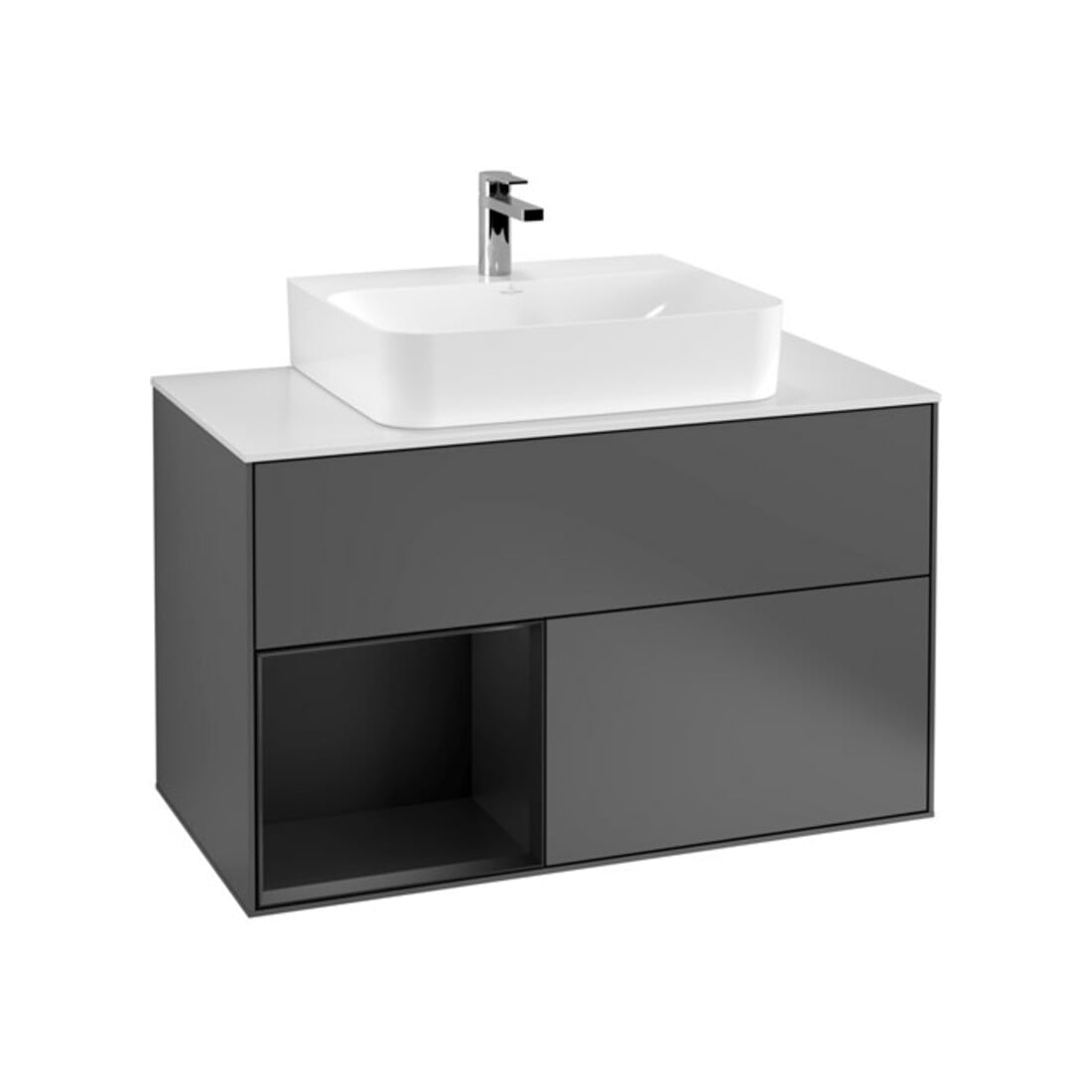 V&B Meuble sous lavabo Finion 100, Pl b m, Rg g bleu m Lac, Anthrac. m