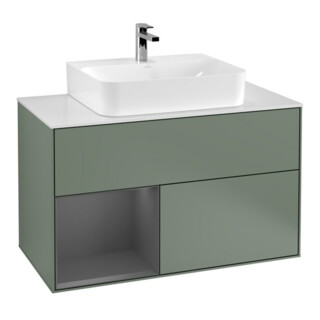 V&B Meuble sous lavabo Finion 100, Pl b m, Rg l Anthrac. m, Oli. m Lac