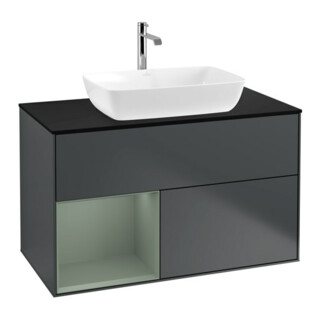 V&B Meuble sous lavabo Finion 100, Pl b m, Rg Oli. m Lac, md bl. m Lac