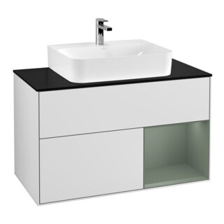V&B Meuble sous lavabo Finion 100, Pl b m, Rg re Oli. m Lac, bl. m Lac