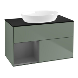 V&B Meuble sous lavabo Finion 100, Pl blanc mat, Arrière A mat laqué, Huilé mat laqué