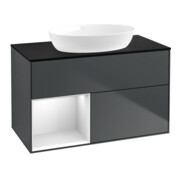 V&B Meuble sous lavabo Finion 100, Pl blanc mat, Caisson blanc mat laqué, avec tiroir blanc mat laqué