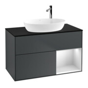 V&B Meuble sous lavabo Finion 100, Pl blanc mat, Caisson blanc mat laqué, façade bleu mat laqué