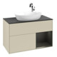 V&B Meuble sous-lavabo Finion 100, Pl blanc mat, Caisson bleu mat Lac, poignée gris mat Lac-1