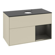 V&B Meuble sous-lavabo Finion 100, Pl blanc mat, Caisson bleu mat Lac, poignée gris mat Lac-3