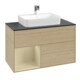 V&B Meuble sous lavabo Finion 100, Pl blanc mat, Étagère gauche, Gris mat laqué, Oa ven-1
