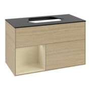 V&B Meuble sous lavabo Finion 100, Pl blanc mat, Étagère gauche, Gris mat laqué, Oa ven-3
