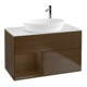V&B Meuble sous-lavabo Finion 100, pl blanc mat, étagère noyer vernis, noyer vernis-1