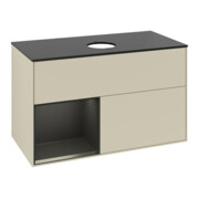 V&B Meuble sous lavabo Finion 100, Pl blanc mat, Rayures bleues mat Lac, gris mat Lac