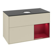 V&B Meuble sous lavabo Finion 100, Pl blanc mat, Rayures Perle mat, côtés Gris mat