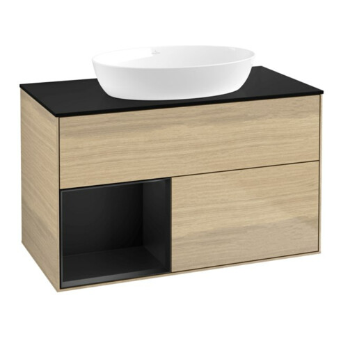 V&B Meuble sous lavabo Finion 100, Pl blanc mat, Rég blanc mat Lac, Oa ven