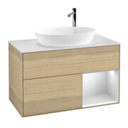 V&B Meuble sous lavabo Finion 100, Pl blanc mat, Reg blanc mat Lac, Oa ven