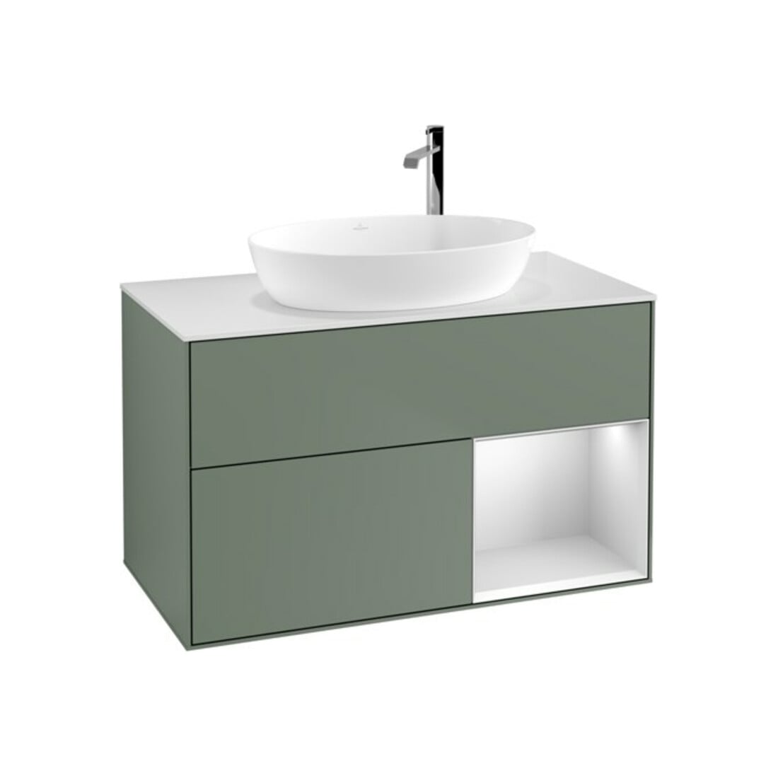 V&B Meuble sous-lavabo Finion 100, Pl blanc mat, Reg blanc mat Lac, Oli mat Lac