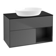 V&B Meuble sous lavabo Finion 100, pl blanc mat, rég blanc mat laqué, anthracite mat
