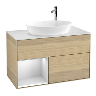 V&B Meuble sous lavabo Finion 100, pl blanc mat, rég blanc mat laqué, oa ven