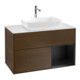 V&B Meuble sous lavabo Finion 100, pl blanc mat, rég bleu mat laqué, noyer veinée-1
