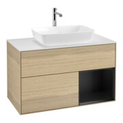V&B Meuble sous-lavabo Finion 100, pl blanc mat, rég bleu mat laqué, oa ven