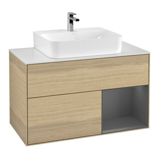 V&B Meuble sous lavabo Finion 100, Pl blanc mat, Reg droite Anthracite mat, Oa ven