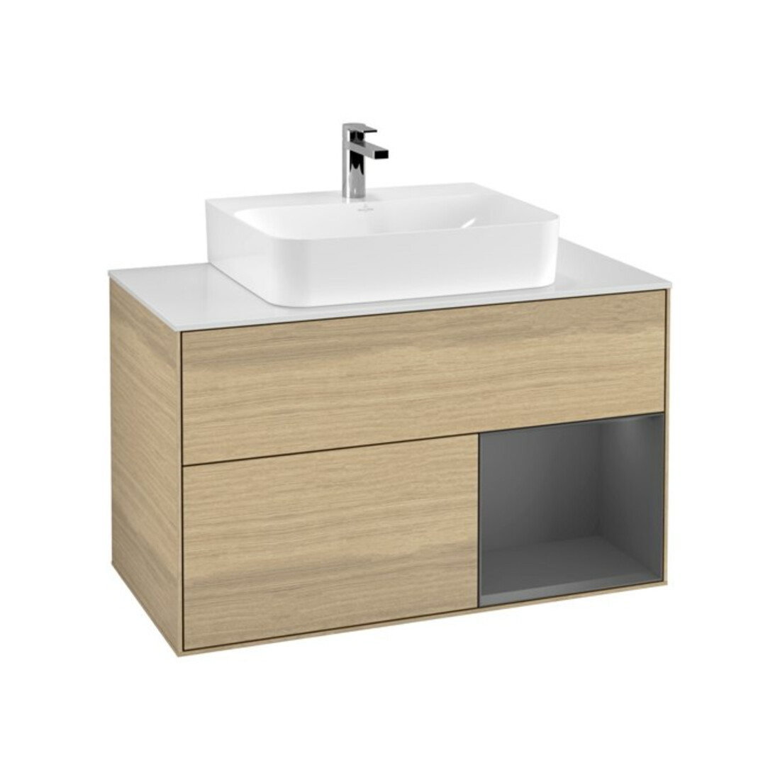 V&B Meuble sous lavabo Finion 100, Pl blanc mat, Reg droite Anthracite mat, Oa ven