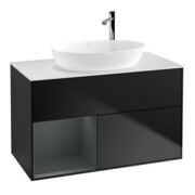V&B Meuble sous-lavabo Finion 100, pl blanc mat, rég m laque, bleu m laque