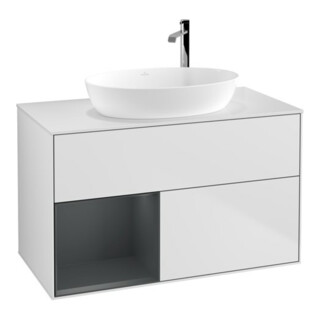 V&B Meuble sous lavabo Finion 100, Pl blanc mat, Reg md m Lac, blanc mat Lac