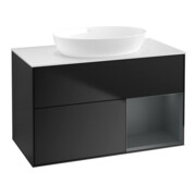 V&B Meuble sous-lavabo Finion 100, pl blanc mat, rég méd mat laqué, bleu mat laqué