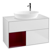V&B Meuble sous-lavabo Finion 100, Pl blanc mat, Rég Peo mat laqué blanc mat-1