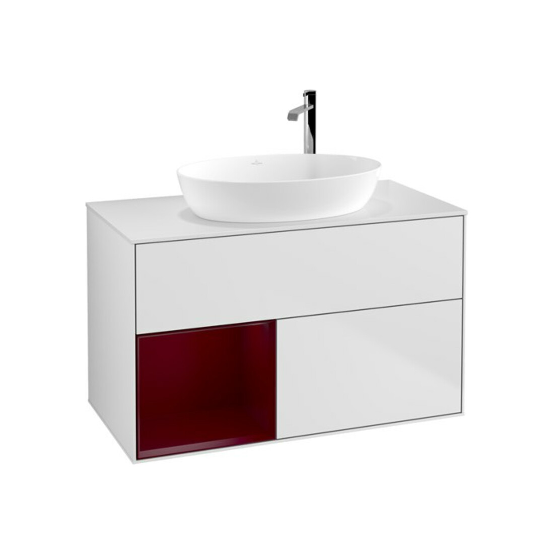 V&B Meuble sous-lavabo Finion 100, Pl blanc mat, Rég Peo mat laqué blanc mat