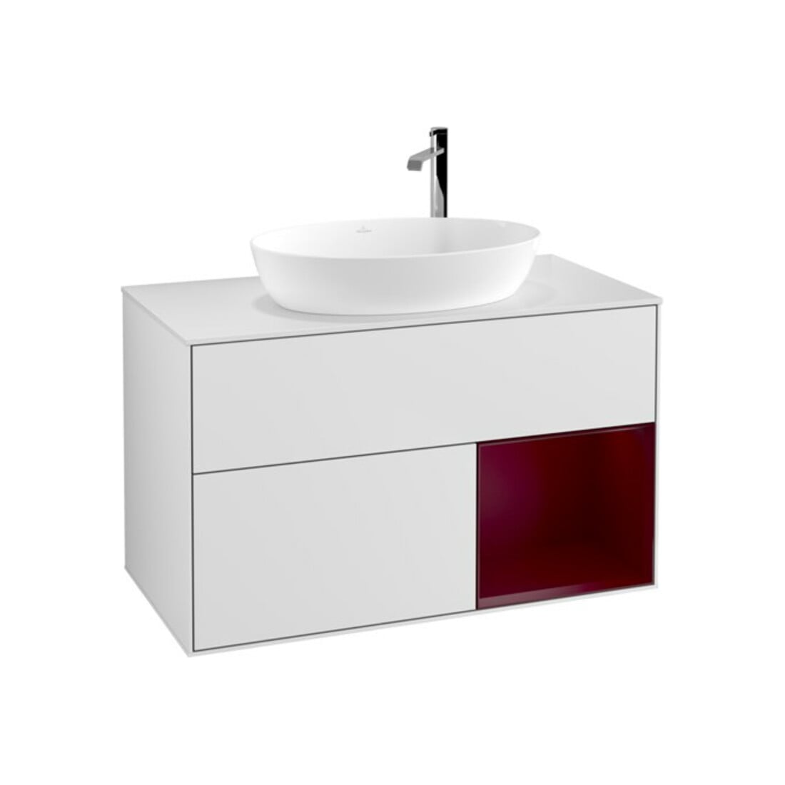 V&B Meuble sous-lavabo Finion 100, Pl blanc mat, Reg Peo mat laqué, blanc mat laqué