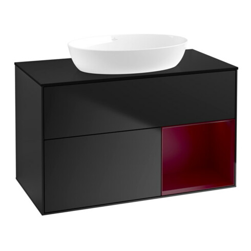 V&B Meuble sous lavabo Finion 100, Pl blanc mat, Reg Peo mat laqué, blanc mat laqué