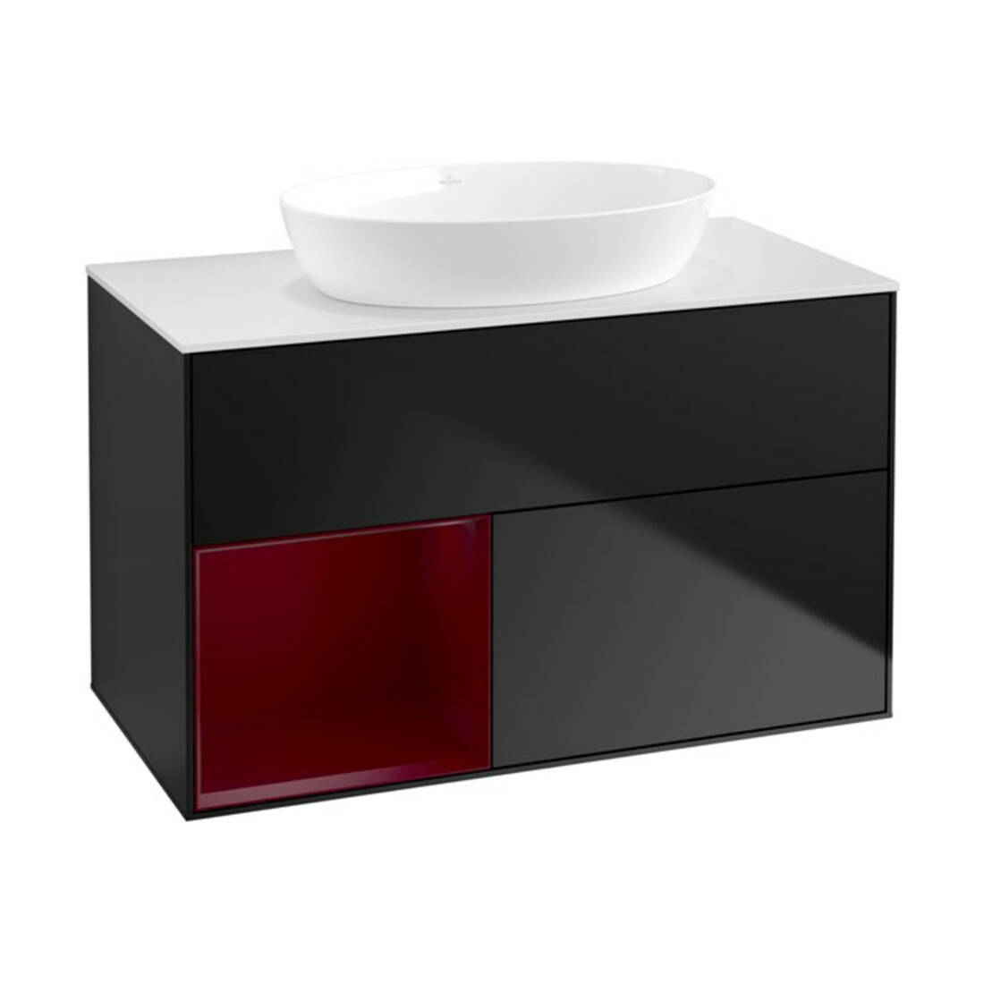 V&B Meuble sous lavabo Finion 100, Pl blanc mat, Reg Peo mat laqué, bleu mat laqué