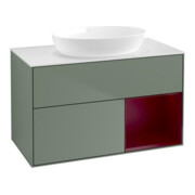 V&B Meuble sous lavabo Finion 100, Pl blanc mat, Rég Peo mat laqué, Oli. mat laqué