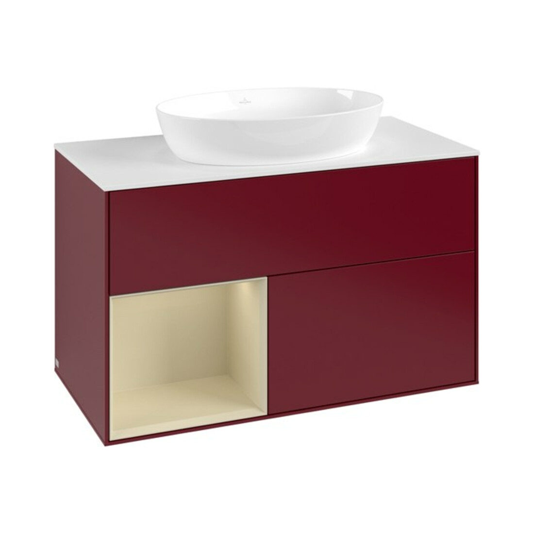V&B Meuble sous lavabo Finion 100, pl blanc mat, rég si gris moyen laqué, peo m