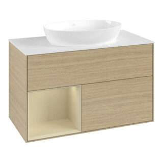 V&B Meuble sous lavabo Finion 100, pl blanc mat, rég silver gris mat laqué, oa ven
