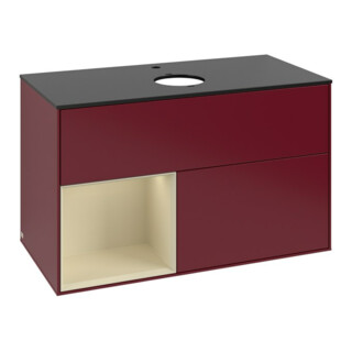 V&B Meuble sous-lavabo Finion 100, Pl blanc mat, Réglette argent, Poignées mat