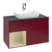 V&B Meuble sous-lavabo Finion 100, Pl blanc mat, Réglette argent, Poignées mat-3