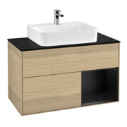 V&B Meuble sous lavabo Finion 100, Pl blanc mat, Réglette droite blanc mat Lac, Oa ven