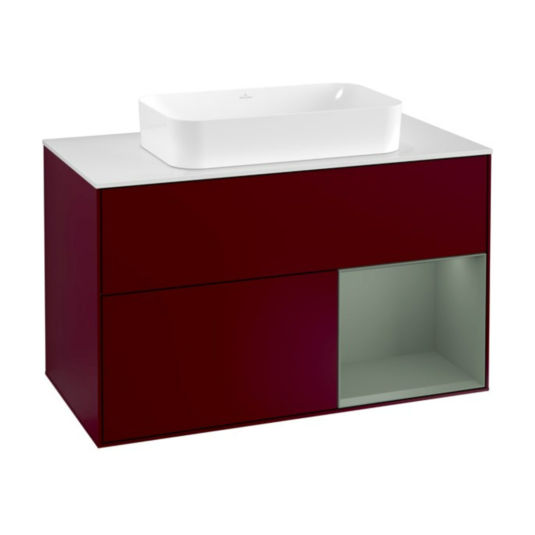 V&B Meuble sous lavabo Finion 100, Pl blanc mat, Réglette droite, Huilé mat, Laqué, Peo m