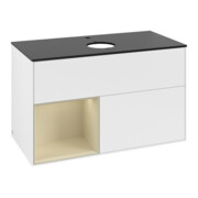 V&B Meuble sous lavabo Finion 100, Pl blanc mat, Réglette gris mat Lac, blanc mat Lac