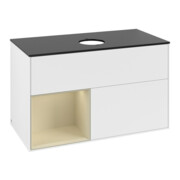 V&B Meuble sous lavabo Finion 100, Pl blanc mat, Réglette gris mat Lac, blanc mat Lac