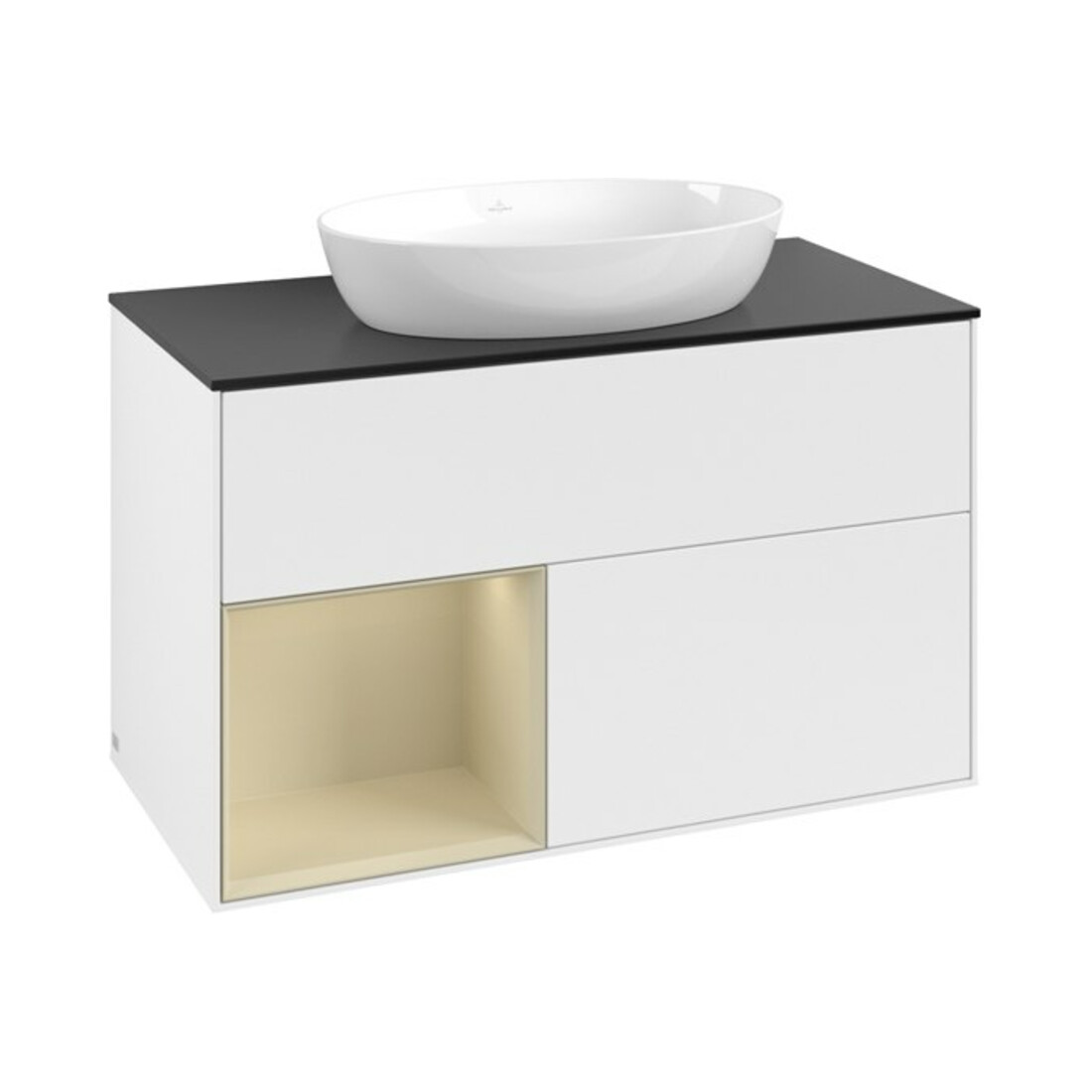 V&B Meuble sous lavabo Finion 100, Pl blanc mat, Réglette gris mat Lac, blanc mat Lac